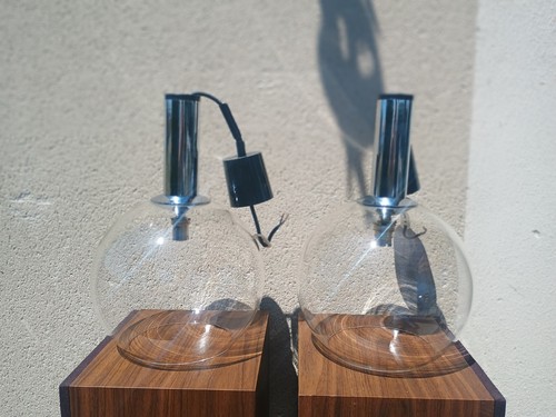 Pair vintage glass chrome - vintage,