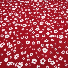 Tissu coton popeline fleurs fleurs éparpillées rouge blanc tissu chemisier ti...