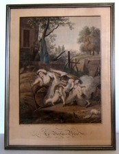 (NIQUET Claude). Gravure en couleur au burin (vers 1790) + CADRE. TBE