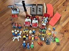 Lot Playmobil vintage Station essence, Motocross, Voiture, Accessoires