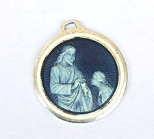 médaille religieuse argent FBE émail Suisse ancien Jésus communion enamel silver