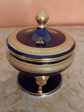 RARE confiturier sucrier boite en faience bleu de Tours de Gustave Asch