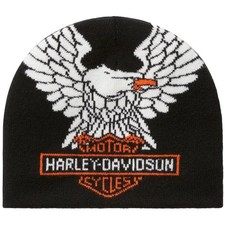 Bonnet réversible Harley Davidson Eagle Strike Beanie noir bonnet en laine bo...