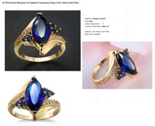 BIJOUX : B354 - BAGUE Plaquée OR JAUNE + Saphir (T 55)(Size 7),(T 52/53)(Size 6)