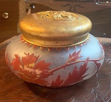 Coffret en verre dégagé à l'acide chardon art nouveau Saglier Legras Montjoye