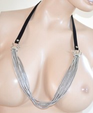 Sautoir femme, argent noir