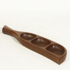 Serviteur apéritif en teck formant poisson style scandinave mi XXème