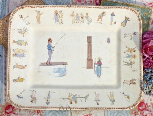 Ancien grand plat faïence - plat,