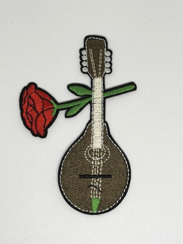 Guitar rose patch embroidered - guitar,