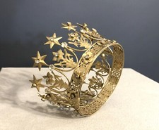 Couronne en métal doré & strass pour statue religieuse / vierge Bois Terre cuite