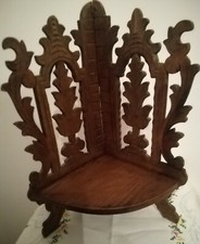 TRES BELLE & ANCIENNE Étagère d'Angle à Poser Pliante Bois Sculpté Art Nouveau