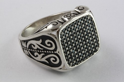 Noir bague zircone - noir, pierre
