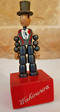 WAKOUWA  homme avec chapeau haut de  forme En Bois France jouet articulé ancien