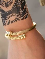 Bracelet Jonc Acier Inoxydable Doré Or Rigide Bijoux Acier Neuf Femme Tendance