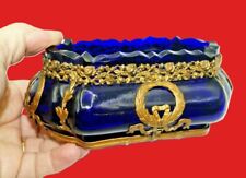 MAGNIFIQUE PETITE JARDINIERE NAPOLEON III  VERRE BLEU COBALT  