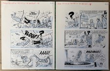 BIBI FRICOTIN "  PROTEGE LA NATURE " LACROIX 2 Planche originale Dim 29 * 37 Cm