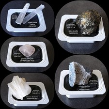 Super lot 5 pièces Gypse Cristaux de Quartz Calcaire Mica écaille Quartz rose