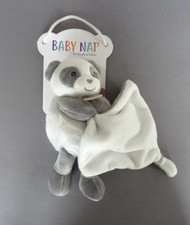 Vi24. Doudou mouchoir BABY NAT MON P'TIT PANDA BN0460 blanc gris 19cm  100% NEUF