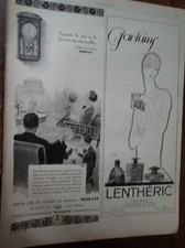 Carillon WESTMINSTER VEDETTE + parfums de LENTHERIC pub papier ILLUSTRATION 1926