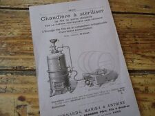 DEPLIANT PASTEURISATEUR BESNARD CHAUDIERE A STERILISER LES FUTS 1920