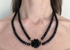 Collier 2 rangs 1930 en perles de verre, bijoux ancien