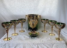 Service à Champagne + 6 Coupes + 1 Cendrier Murano 24kt Gold Paint