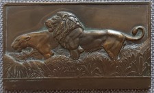 Médaille ART DECO en bronze Lion Et Lionne R.THENOT Sans Poincon Environ 1931