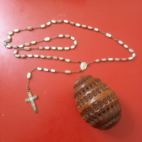 Chapelet ancien oeuf bois - chapelet,