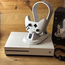 Microsoft Xbox One S 1To Console Blanche Model 1681 Testé Manette Chargeur