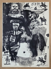 Lithographie noir et blanc d'après Pablo PICASSO : Toros y Toreros. Tauromachie