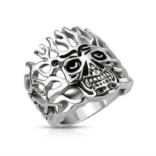Bague homme acier massif tete - acier,