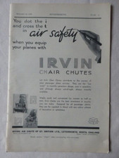 9/1936 PUB IRVING AIR CHUTE IRVIN CHAIR CHUTE PARACHUTE ORIGINAL AD