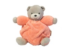 Doudou ours gris orange Fluo