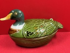 Terrine faïence barbotine Michel Caugant Canard 22,5 x 11 x H 13 cm