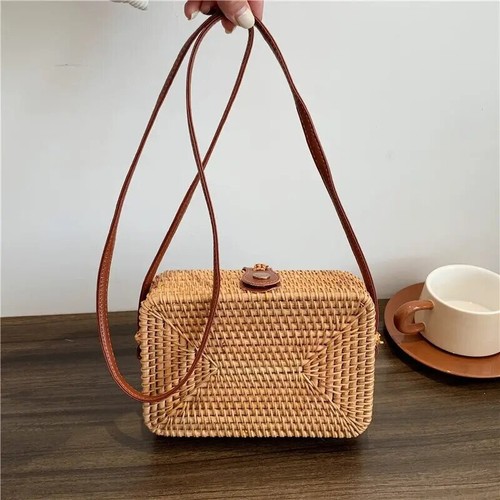 Mini sac carré tissé - , en