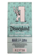 Disneyland Ticket Stub 1991 - One Day Passport