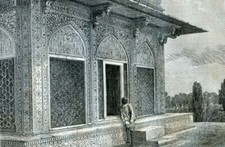 India, kiosk of the mausoleum of Etmaddowlah in Agra......Antique Engraving 1872
