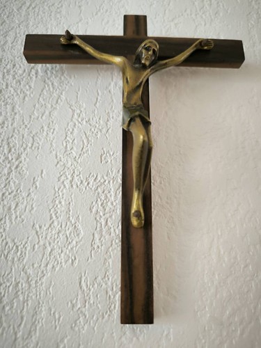 Croix ébène christ bronze - et,