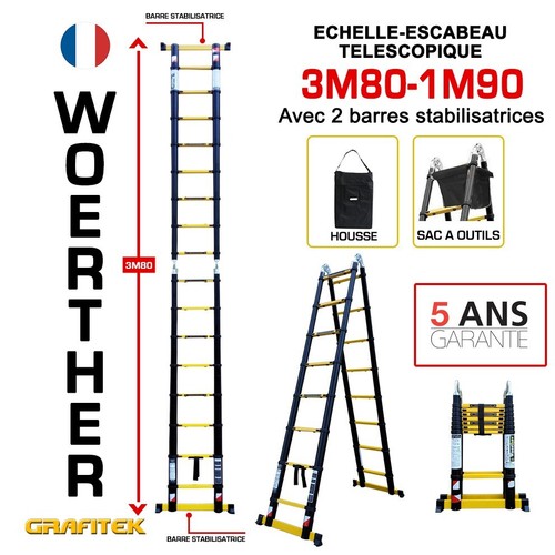 Echelle escabeau télescopique - echelle-escabeau,