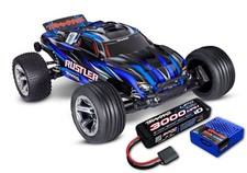 Traxxas TRX 37354 4Y Bleu Rustler 1:10 2WD Rtr Stadium Truck Neuf Akku +