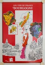 Affiche Carte Les Vins de France BOURGOGNE