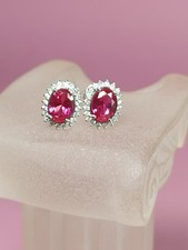 Boucles D'oreilles Or 14 Carats Rubis Et Diamants