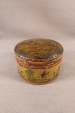 ANCIENNE JOLIE BOITE RONDE EN CARTON A DECOR EN GRAVURES POLYCHROME STYLE XVIII