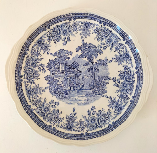 Plat décor pastoral bleu