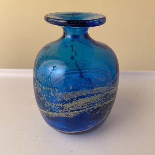 Petit vase rond verre bleu - vase,