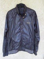 Veste Blouson demi saison ADIDAS noir rétro vintage brillant capuche dans col XL