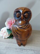 Bibelot Statuette Vintage Hibou/ Chouette Laqué Marron