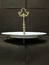 PLAT à FROMAGE ou GATEAU sur pied laiton Faience Porcelaine Porcelain LIMOGES !