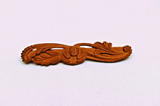 Ancien Sculpté à la Main en Bois Broche Floral Motif Vintage de Collection
