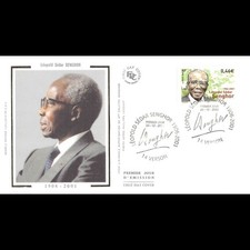FDC soie - Léopold Sédar Senghor, homme d'état et poète - 20/12/2002 Verson